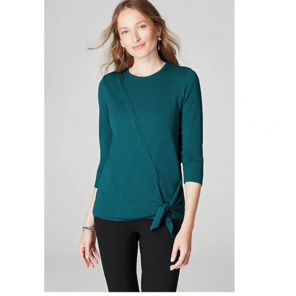 J.Jill Draped Side Tie Pullover lightweight sweater so wrap quiet luxury classic - Picture 1 of 11
